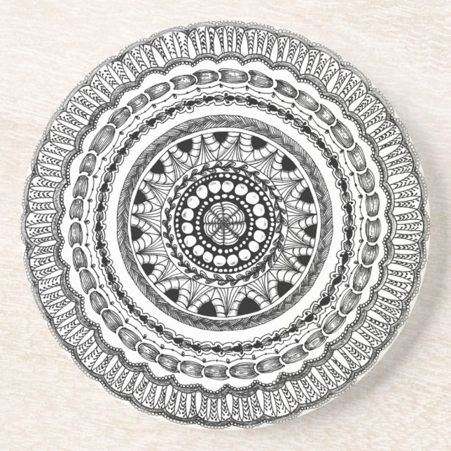 Zendala "Queste" Sandstone Drink Coaster (Front)