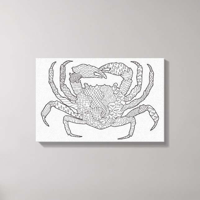 Zendoodle Crab 6 Canvas Print (Front)
