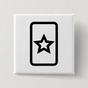 Zener Card   Hollow 5 Pointed Star 2 Inch Square Button