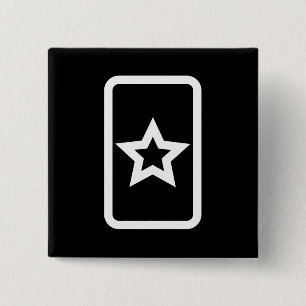 Zener Card   Hollow 5 Pointed Star 2 Inch Square Button
