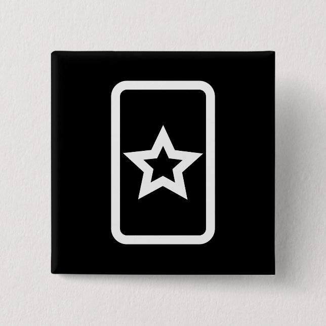 Zener Card | Hollow 5 Pointed Star 2 Inch Square Button (Front)