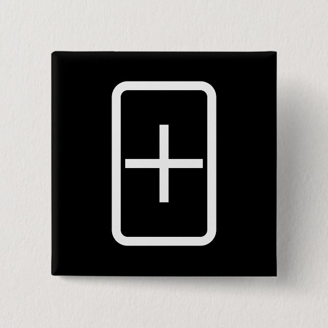 Zener Card | Plus Sign 2 Inch Square Button (Front)