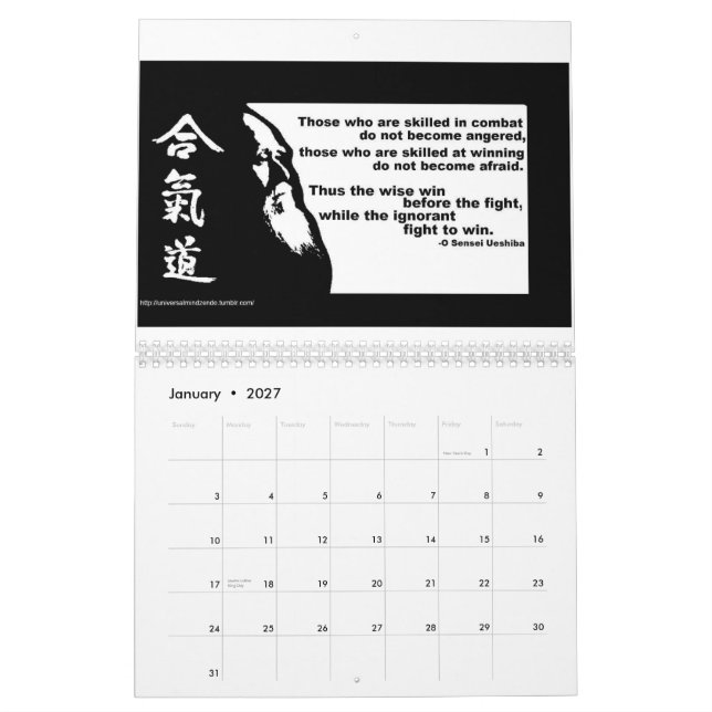 Zentality 2013 Martial Arts Themed Calendar (Jan 2027)