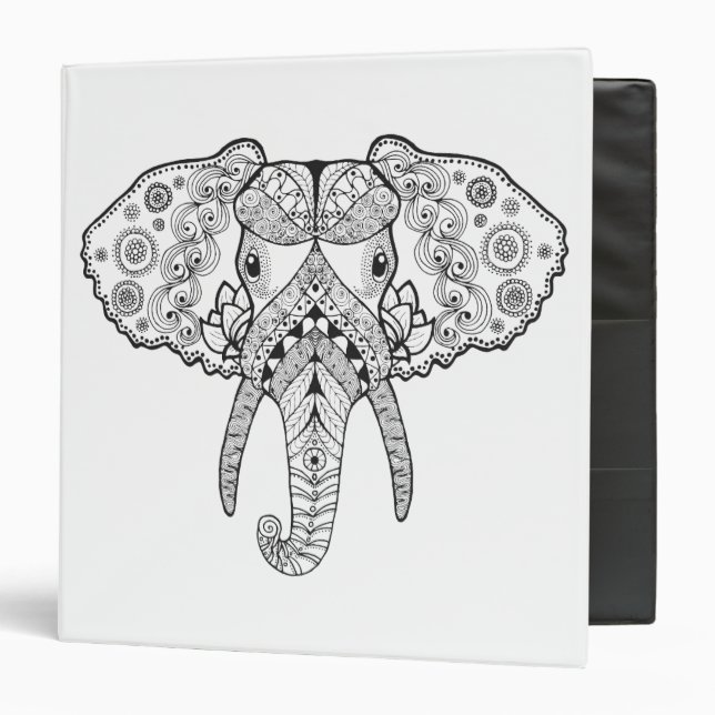 Zentangle Inspired Elephant Binder (Front/Inside)