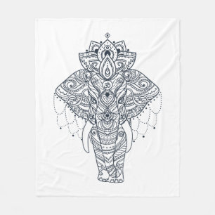 Zentangle Inspired Elephant Fleece Blanket