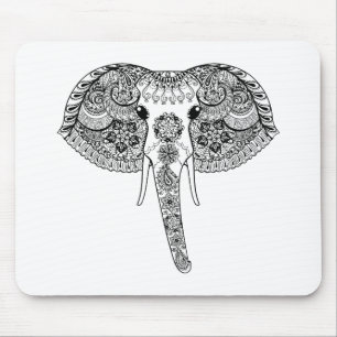 Zentangle Inspired Indian Elephant Mouse Pad
