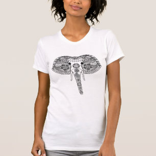 Zentangle Inspired Indian Elephant T-Shirt