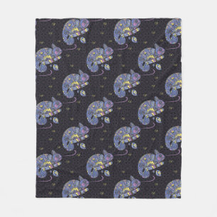 Zentangle Lizard Fleece Blanket