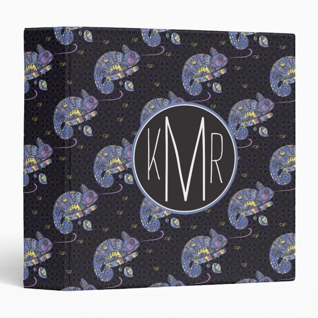 Zentangle Lizard | Monogram Binder (Front/Spine)