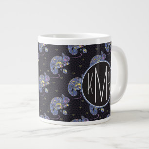 Zentangle Lizard   Monogram Large Coffee Mug