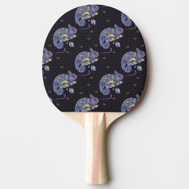 Zentangle Lizard Ping Pong Paddle (Front)