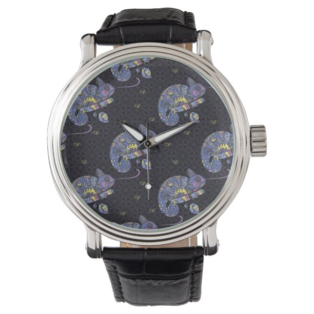 Zentangle Lizard Watch (Front)