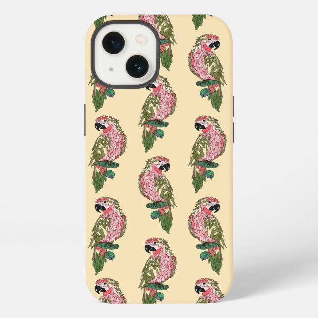 Zentangle Style Parrots iPhone Case (Back)