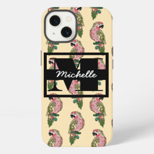 Zentangle Style Parrots   Monogram iPhone 13 Case