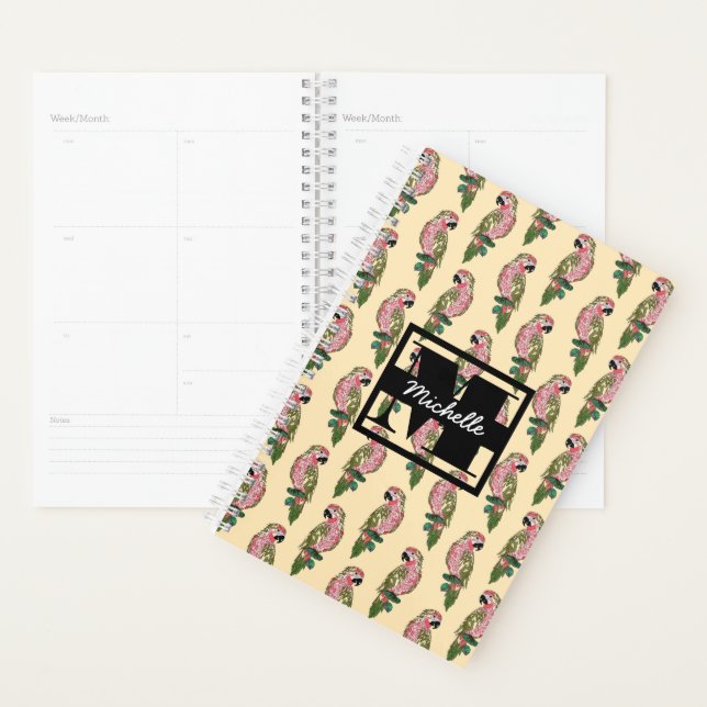 Zentangle Style Parrots | Monogram Planner (Display)