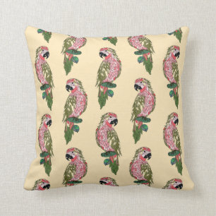 Zentangle Style Parrots Throw Pillow
