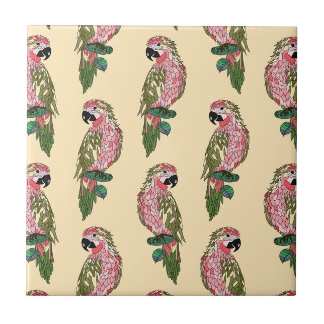 Zentangle Style Parrots Tile (Front)