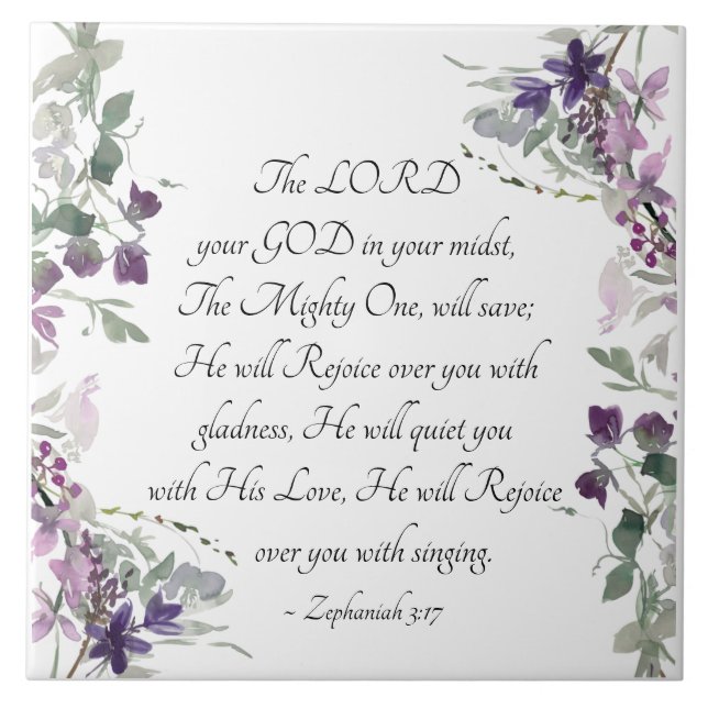 Zephaniah 3:17 He will Rejoice over You Tile (Front)