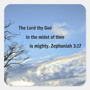 Zephaniah 3:17 square sticker