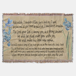 Zephaniah 3 Vellum Manuscript Scripture Throw Blanket