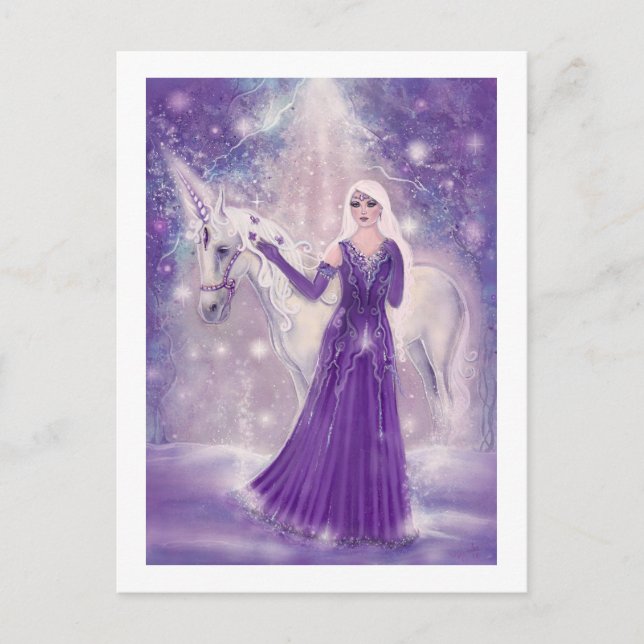 Zephyr unicorn and fairy art By Renee Lavoie Postcard (Front)