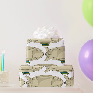Zeppelin Airship Retro Sci-Fi Blimp Wrapping Paper