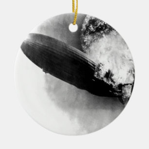 Zeppelin Burning Ceramic Ornament