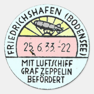 Zeppelin Design of Original Postmark Classic Round Sticker