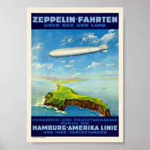 Zeppelin-Fahrten Germany Vintage Poster 1935