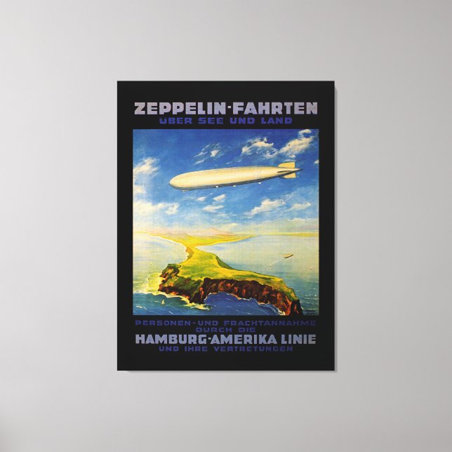 Zeppelin Trips ~ Over Sea and Land Canvas Print (Front)