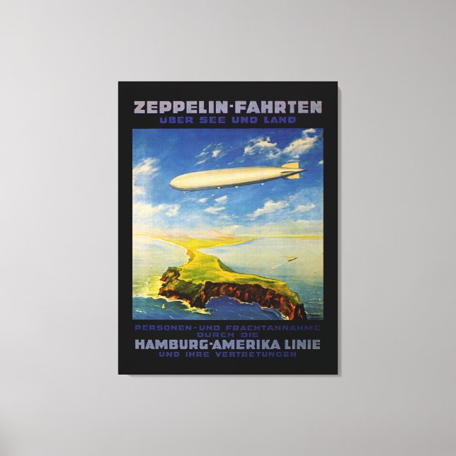 Zeppelin Trips ~ Over Sea and Land  - L Canvas Print (Front)