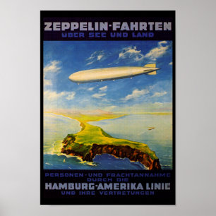 Zeppelin Trips ~ Over Sea and Land Poster