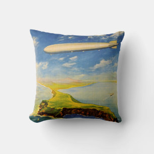 Zeppelin Trips ~ Over Sea and Land Throw Pillow
