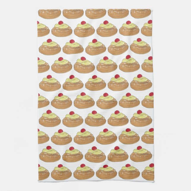 ZEPPOLE Italian Fried Dough Pastry Bakery Foodie Kitchen Towel (Vertical)