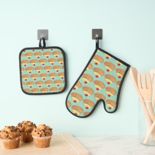 ZEPPOLE Italian Fried Dough Pastry Bakery Foodie Oven Mitt & Pot Holder Set
