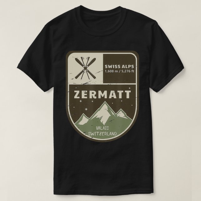 Zermatt Alps Valais Switzerland Vintage  T-Shirt (Design Front)