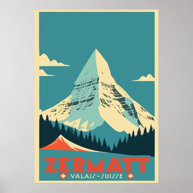 Zermatt, Cervin, Suisse, Poster de ski (Devant)