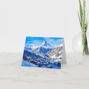 Zermatt Matterhorn Switzerland Alps Watercolor  Card