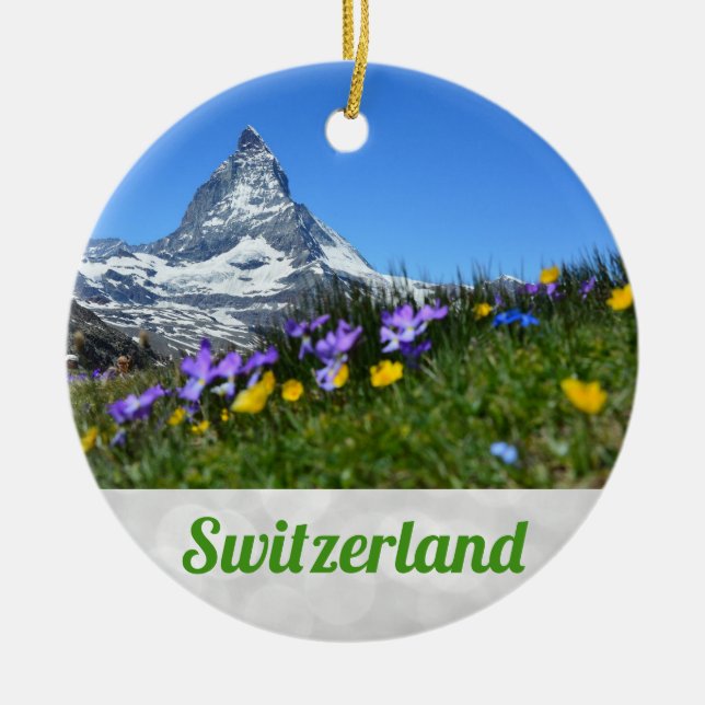 Zermatt Matterhorn Switzerland Christmas Ceramic Ornament (Front)