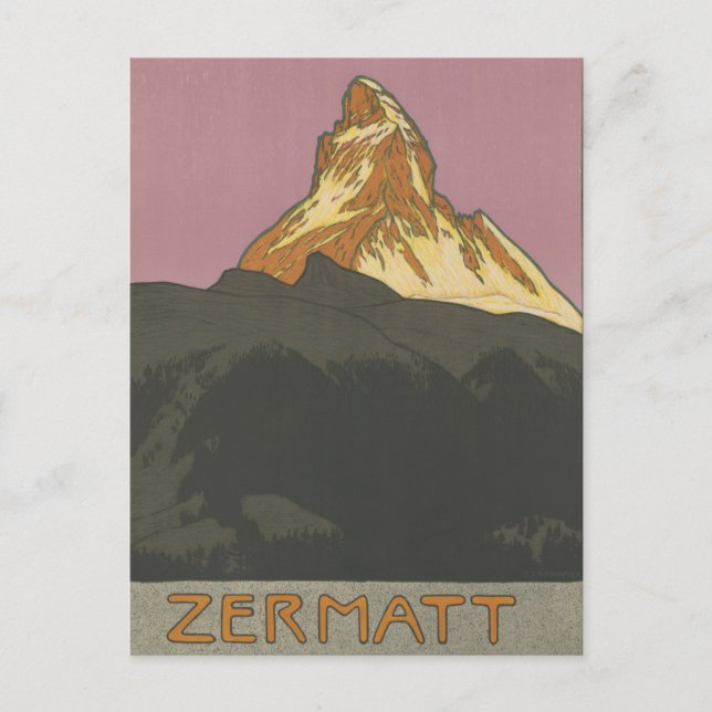 Zermatt Matterhorn Vintage Swiss Mountains Alps Postcard (Front)