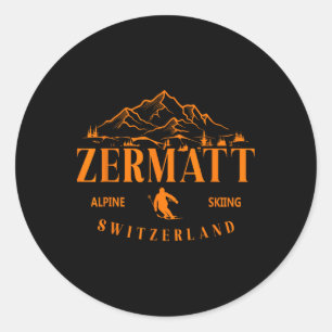 Zermatt Swiss Alps Alpine Skiing Switzerland Mount Classic Round Sticker