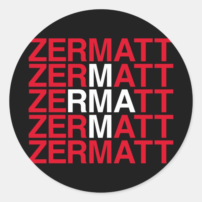 ZERMATT Swiss Flag Classic Round Sticker (Front)