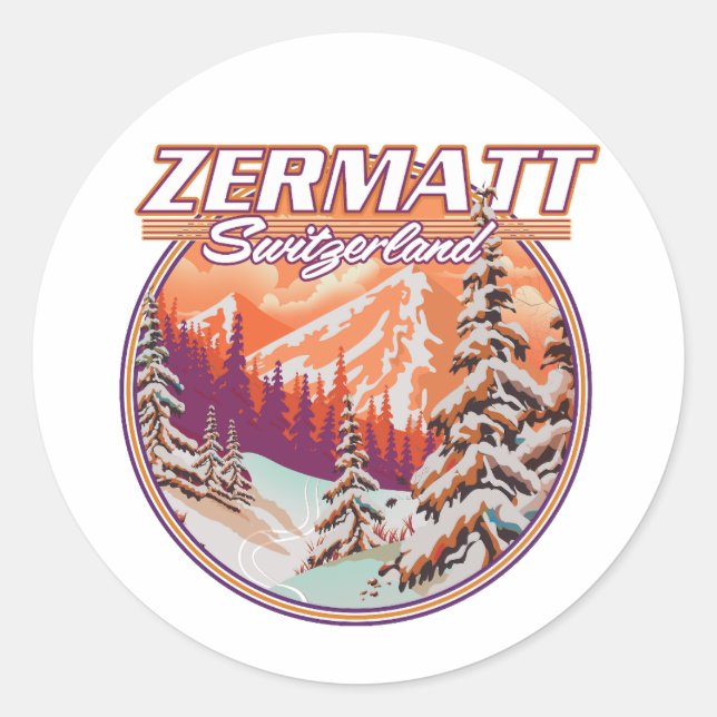 Zermatt switzerland logo classic round sticker (Front)
