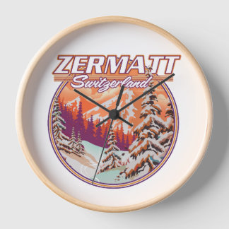 Zermatt switzerland logo clock