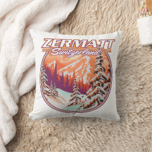 Zermatt switzerland logo throw pillow
