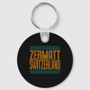 Zermatt Switzerland Retro Alpine Skiing Swiss Alps Keychain