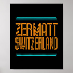 Zermatt Switzerland Retro Alpine Skiing Swiss Alps Poster