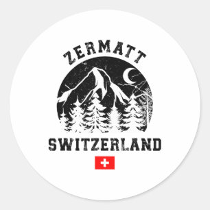 Zermatt Switzerland Ski Resort Alps Alpine Skiing  Classic Round Sticker