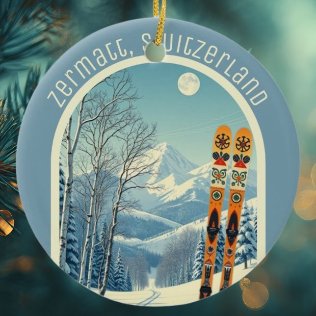 Zermatt Switzerland ski souvenir  Ceramic Ornament (Creator Uploaded)