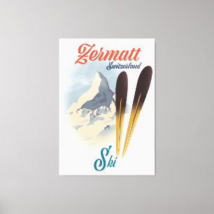 Zermatt Switzerland vintage ski poster Canvas Print